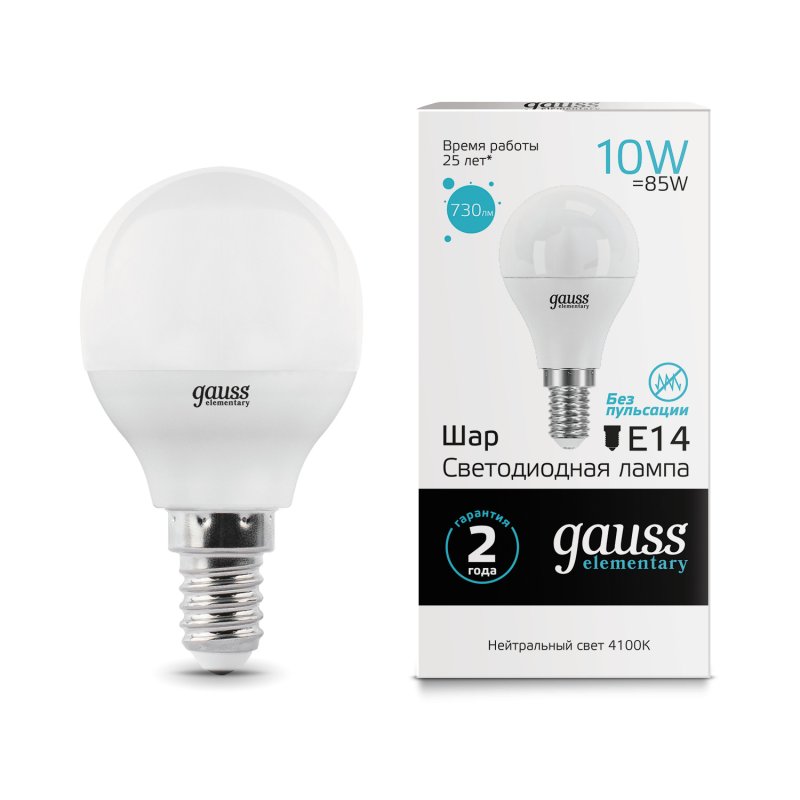 Лампа Gauss LED Elementary Globe 10W E14 4100K