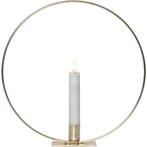 Светильник декоративный Свеча в кольце латунь, теплый белый, 15 х 28 см
