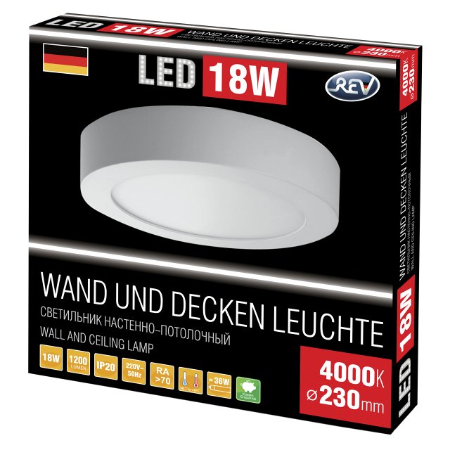 светильник накладной LED REV Secunda 230 мм 18 Вт 4000 К металлический
