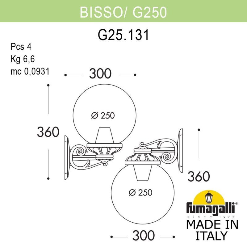 Светильник настенный Fumagalli G25.131.000.VXF1RDN