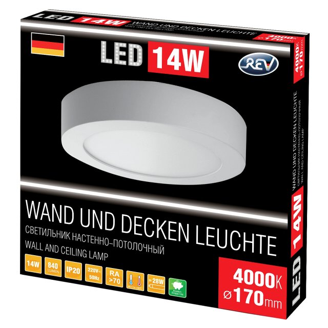 светильник накладной LED REV Secunda 170 мм 14 Вт 4000 К белый