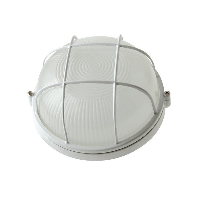 светильник термо 60Вт Е27 IP54 круг с решеткой белый