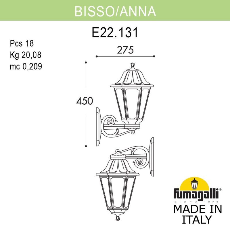 Светильник настенный Fumagalli E22.131.000.VYF1RDN