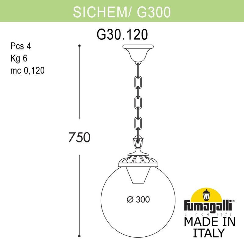 Подвесной уличный светильник Fumagalli G30.120.000.VYF1R