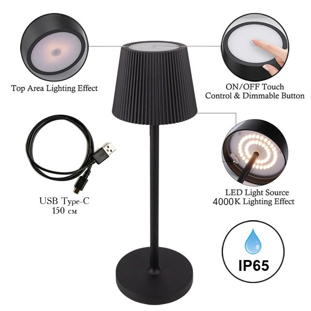 лампа настольная ARTE LAMP Fuyue LED 3Вт IP65 металл черный