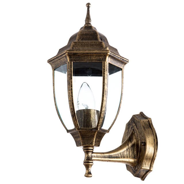уличный светильник ARTE LAMP Pegasus 1х60Вт E27 металл стекло черно-золотой