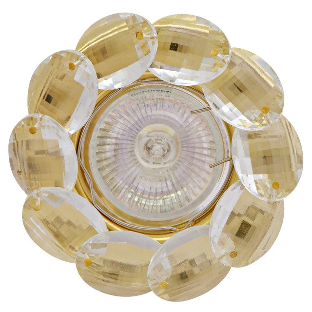светильник встраиваемый DE FRAN Шайн GU5.3 50мм золото+прозрачные кристаллы
