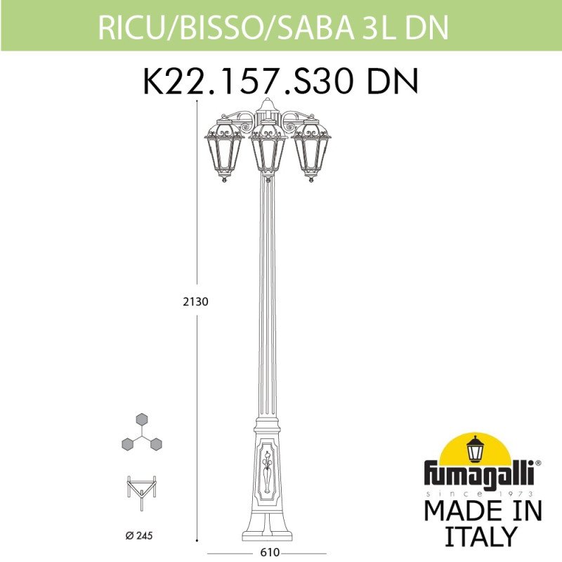 Садово-парковый светильник Fumagalli K22.157.S30.BYF1RDN