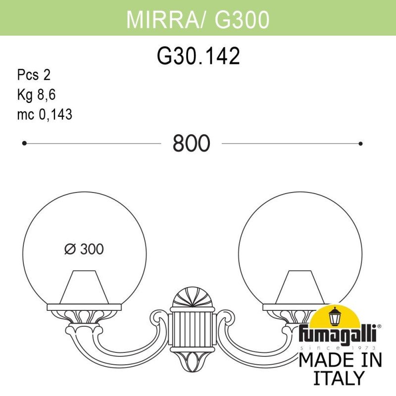 Светильник настенный Fumagalli G30.142.000.BZF1R