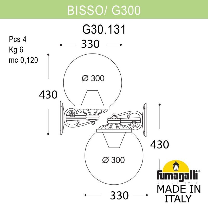 Светильник настенный Fumagalli G30.131.000.BYF1RDN