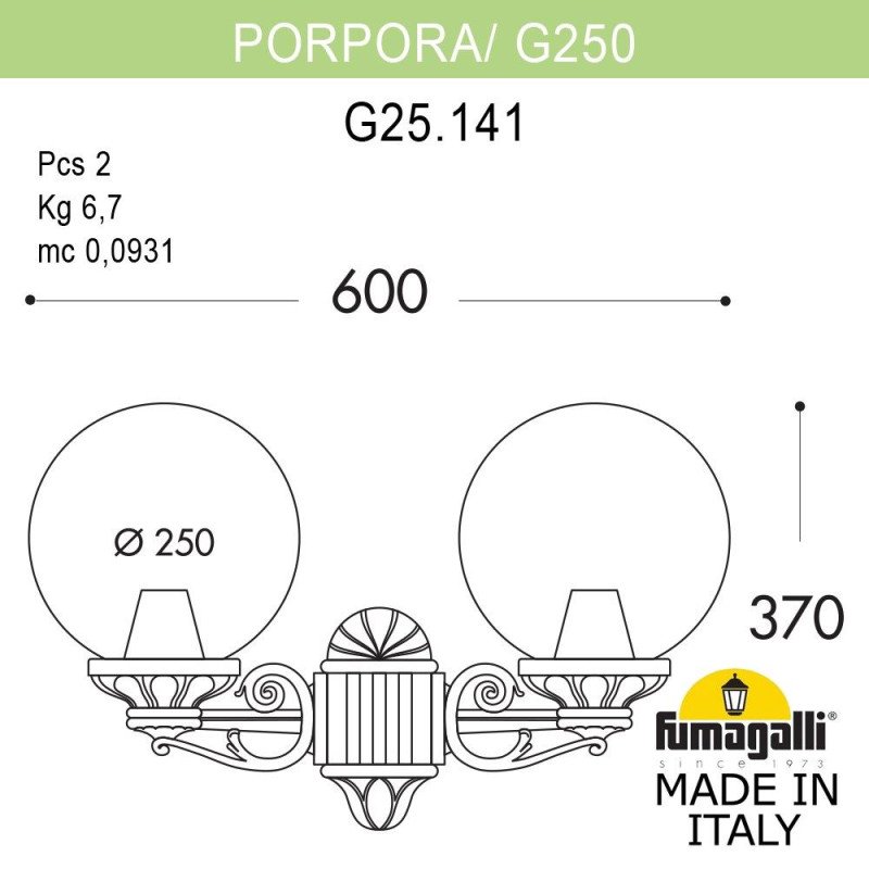 Светильник настенный Fumagalli G25.141.000.WZF1R