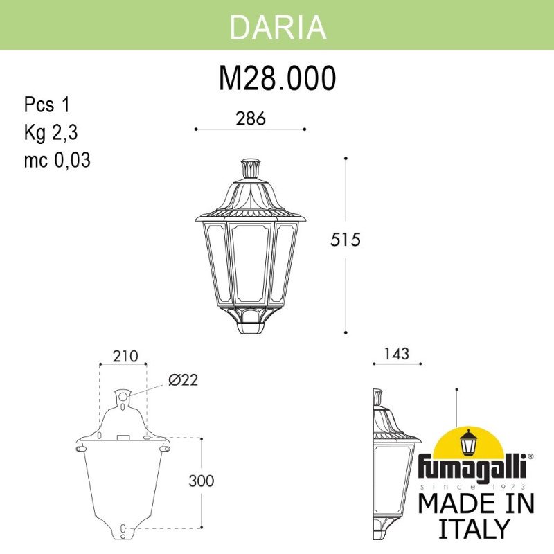 Светильник настенный Fumagalli M28.000.000.VYE27