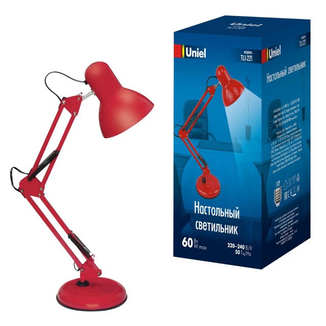 лампа настольная UNIEL TLI-221 60Вт E27 красный