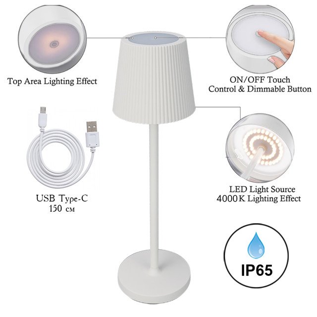лампа настольная ARTE LAMP Fuyue LED 3Вт IP65 металл белый