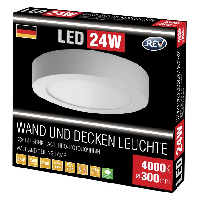 светильник накладной LED REV Secunda 300 мм 24 Вт 4000 К металлический